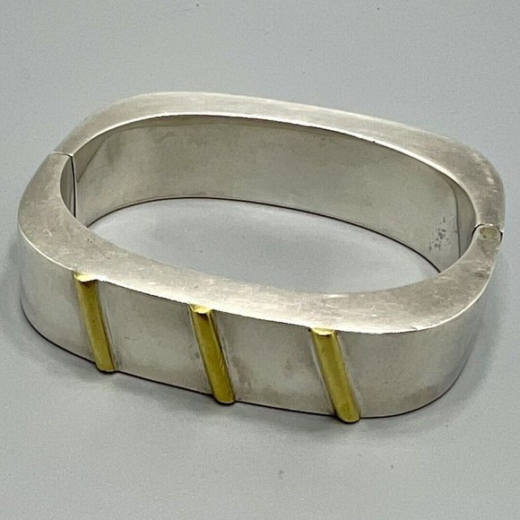 Mexican Sterling Silver Vintage Mexico Modernist 925 Bangle Bracelet